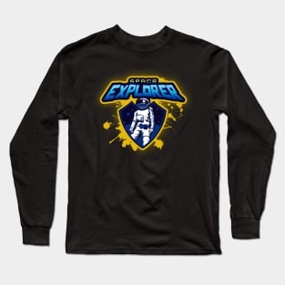 Deep Space Explorer Astronaut / Universe Hero Emblem Logo Long Sleeve T-Shirt